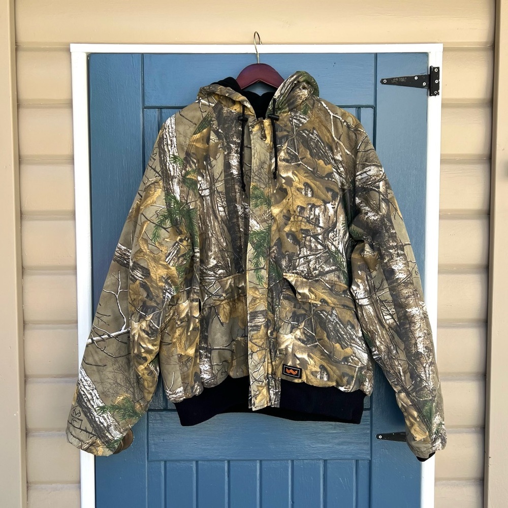 Vintage Realtree Camo Hooded Bomber Jacket, Men’s Size 2XL/XXG